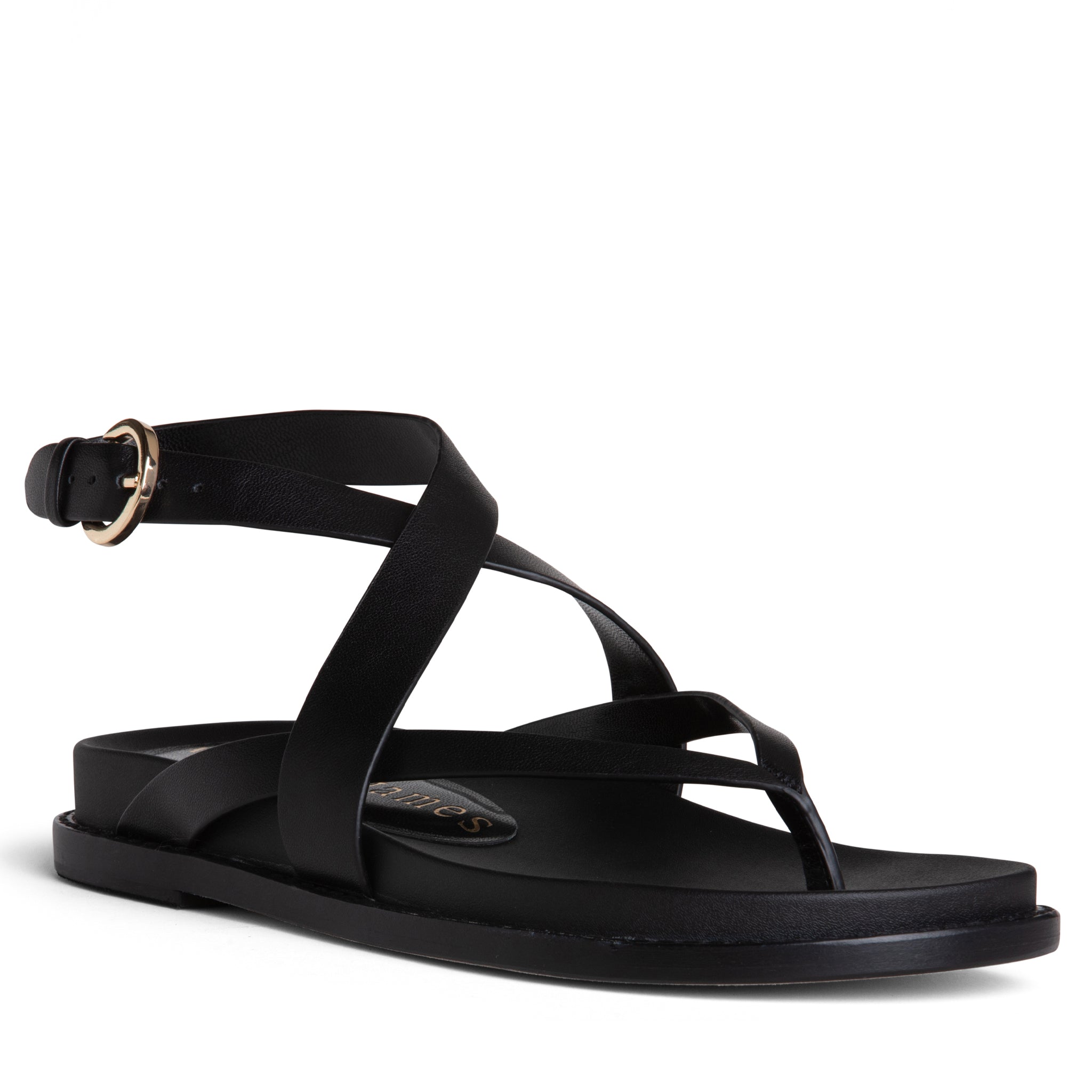  Allegra James Elise Flat Leather Sandal - 5.5 - Bonton