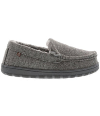 Men's suede Moc slipper with fur lining Charcoal Wool