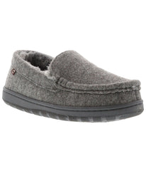 Men's suede Moc slipper with fur lining Charcoal Wool