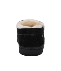 Men's suede Moc slipper with fur lining Black