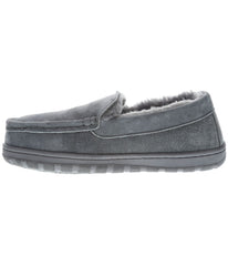 Men's suede Moc slipper with fur lining Charcoal