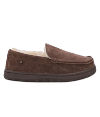 Men's suede Moc slipper with fur lining Chocolate