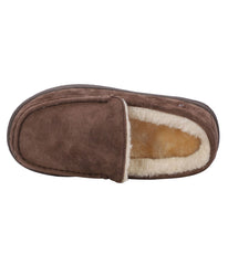 Men's suede Moc slipper with fur lining Chocolate