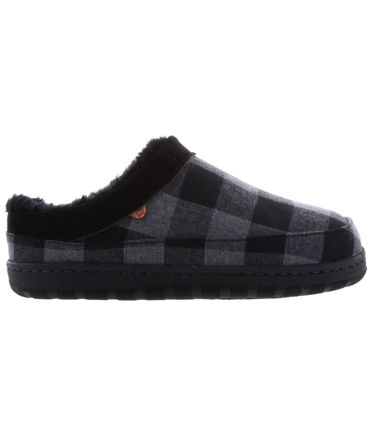 Men's clog slipper with fur lining Charcoal Plaid