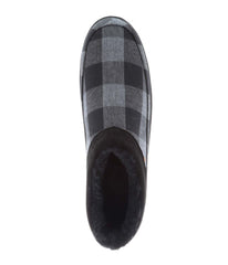 Men's clog slipper with fur lining Charcoal Plaid