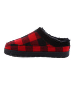 Men's clog slipper with fur lining Red Plaid