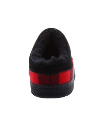 Men's clog slipper with fur lining Red Plaid