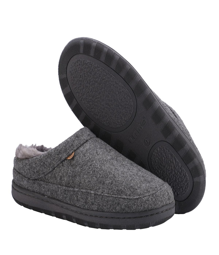 Men's clog slipper with fur lining Grey Wool