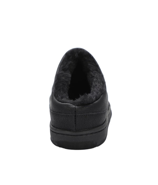 Men's clog slipper with fur lining Waxed Black