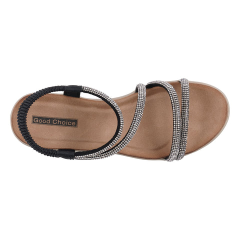 Women's Emory Black Embellished Wedge Sandals
