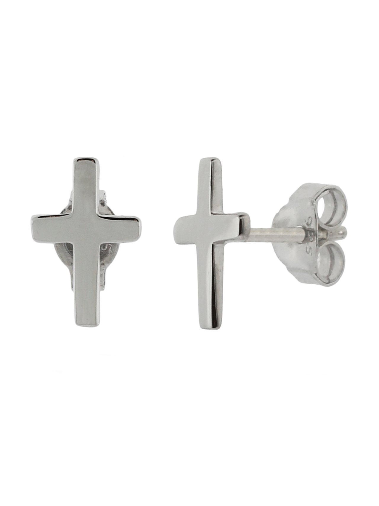  Kenneth Roberts Men's Sterling Silver Cross Stud Earrings - Silver - Bonton