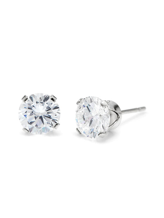 Men's Silver CZ Stud Earrings