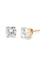 Men's 14K Gold Round Diamond Stud Earrings