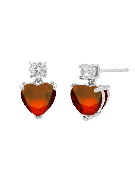 Heart Birthstone CZ
Stud Dangle Earrings