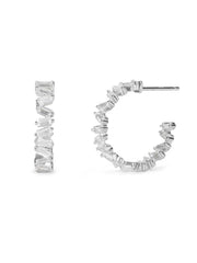 Sterling Silver Modern Baguette Hoops Earrings