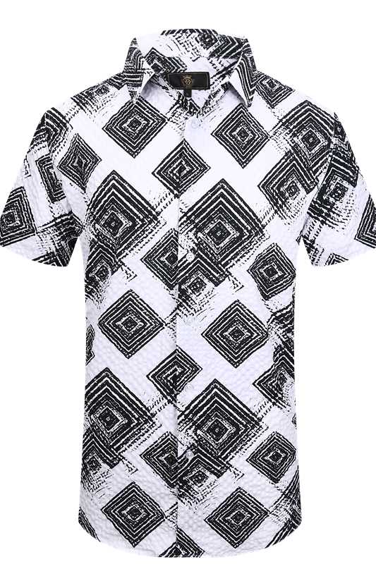  Barocco Mono Grid SS Shirt WHITE - WHITE - Bonton