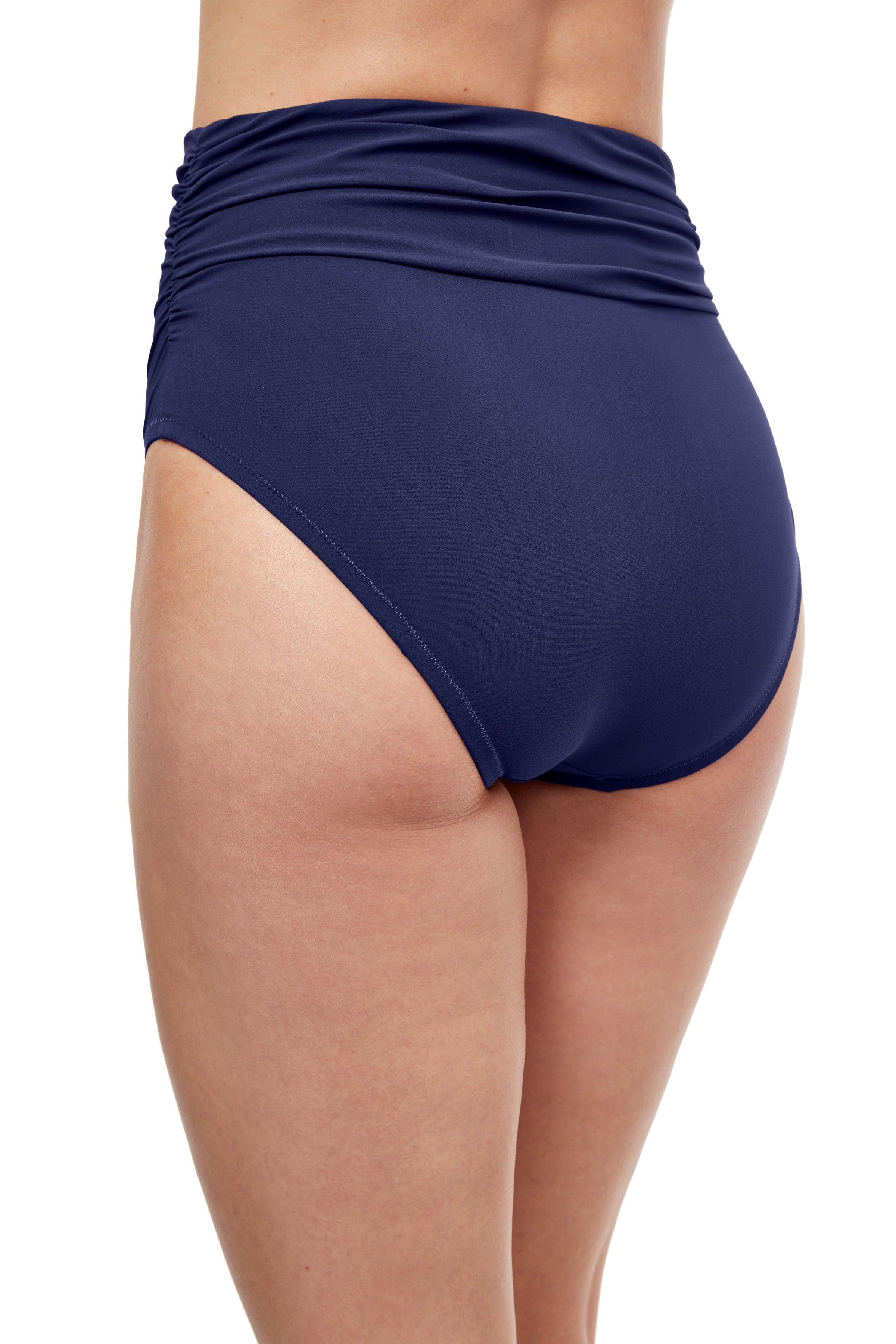  Tutti Frutti High Waist Side Shirred Swim Bottom - Navy - Bonton