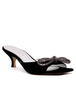 EVA Silk Satin Heel Ladies Sandals BLACK