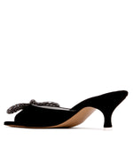 EVA Silk Satin Heel Ladies Sandals BLACK