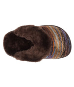 Ladies Classic Scuff slipper with Western style yarn upper Chocolate