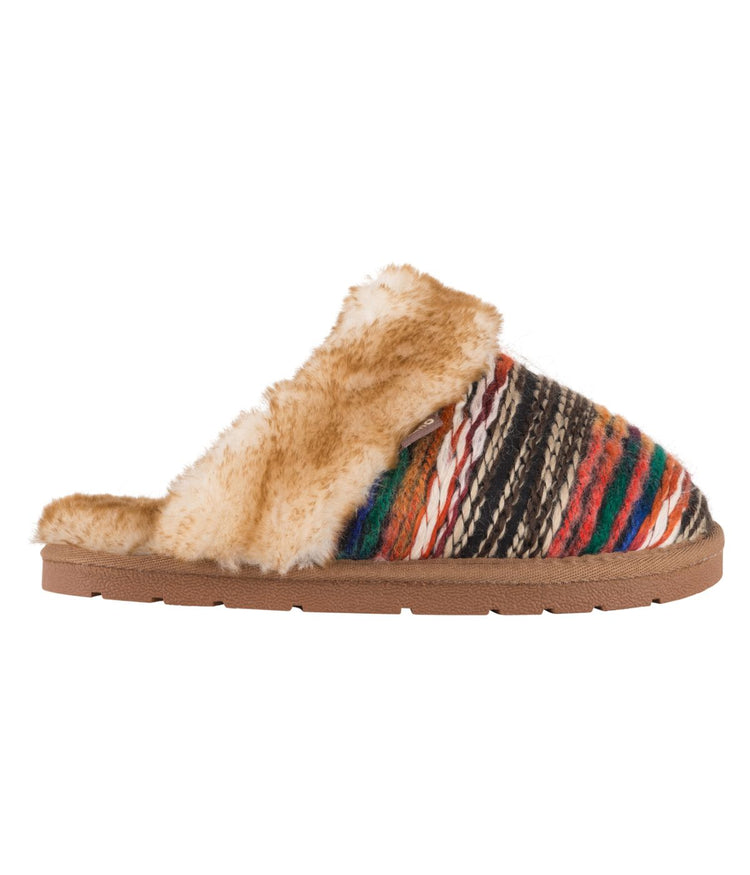 Ladies Classic Scuff slipper with Western style yarn upper Chestnut