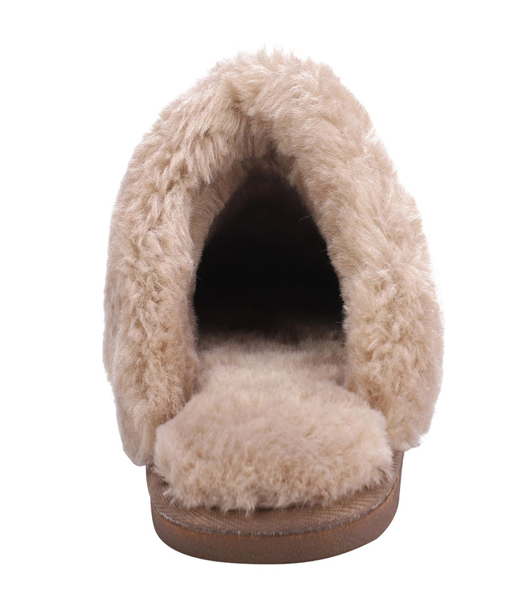 Ladies Classic Scuff slipper with Western style yarn upper Mushroom