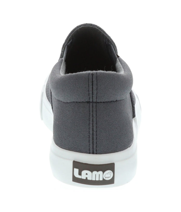 Ladies double gore slip-on shoe in denim, PU or Canvas Charcoal Perf