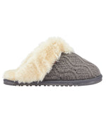 Ladies Classic Scuff slipper with cable knit upper Grey