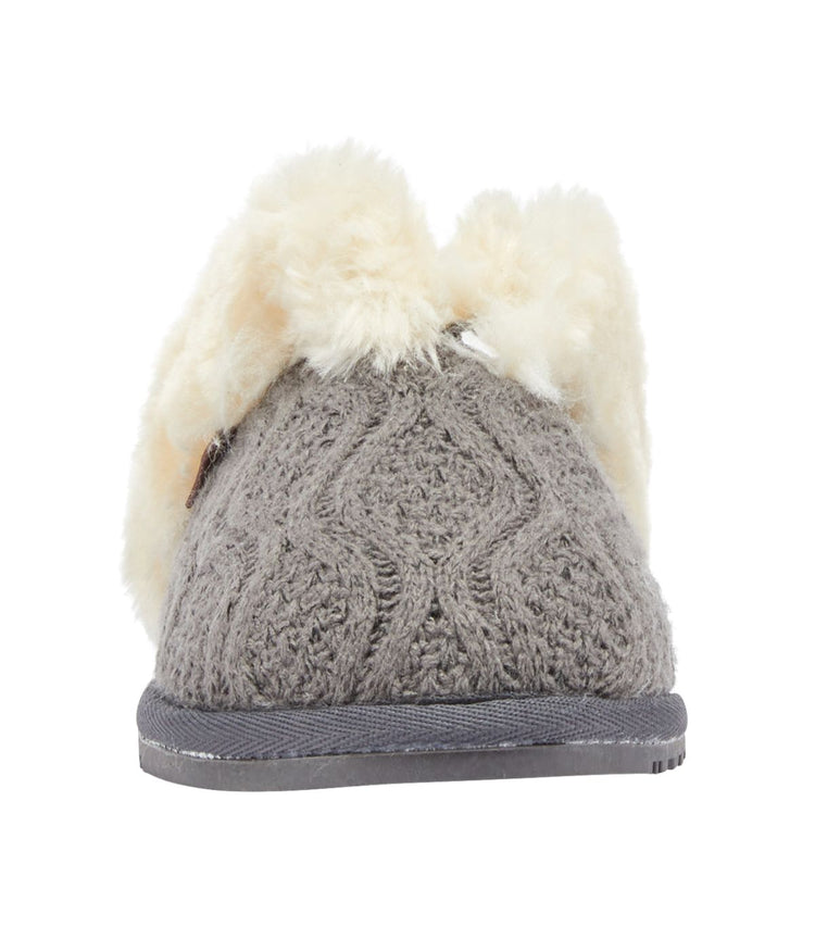 Ladies Classic Scuff slipper with cable knit upper Grey