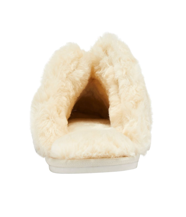 Ladies Classic Scuff slipper with cable knit upper Ivory