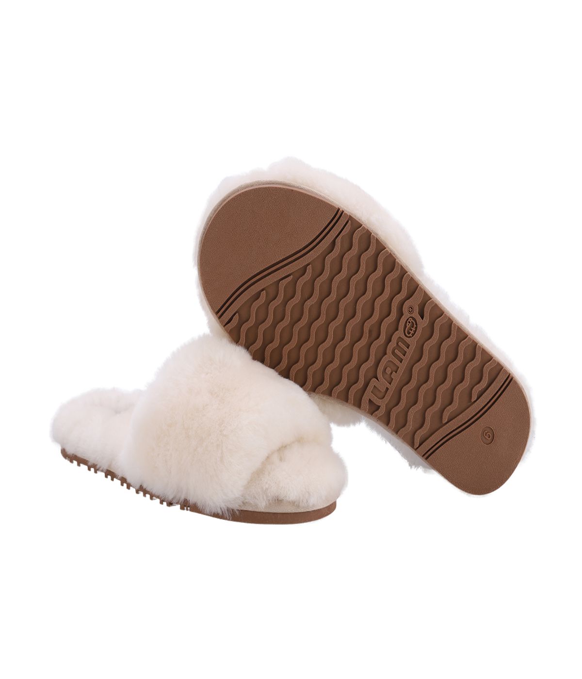 Ladies' slide in plush Australian sheepskin Cream