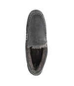 Ladies rich suede slipper moccasin with fur lining CHARCOAL