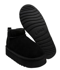 Best Selling Ladies 4" suede bootie with 2" platform outsole Black