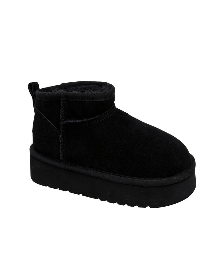 Best Selling Ladies 4" suede bootie with 2" platform outsole Black