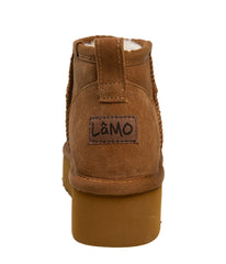 Best Selling Ladies 4" suede bootie with 2" platform outsole CHESTNUT