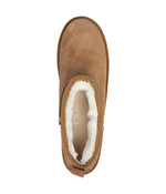 Best Selling Ladies 4" suede bootie with 2" platform outsole CHESTNUT