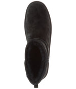 Pull-On Ladies 4" suede boot with fur lining Black