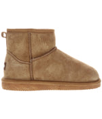 Pull-On Ladies 4" suede boot with fur lining Chestnut