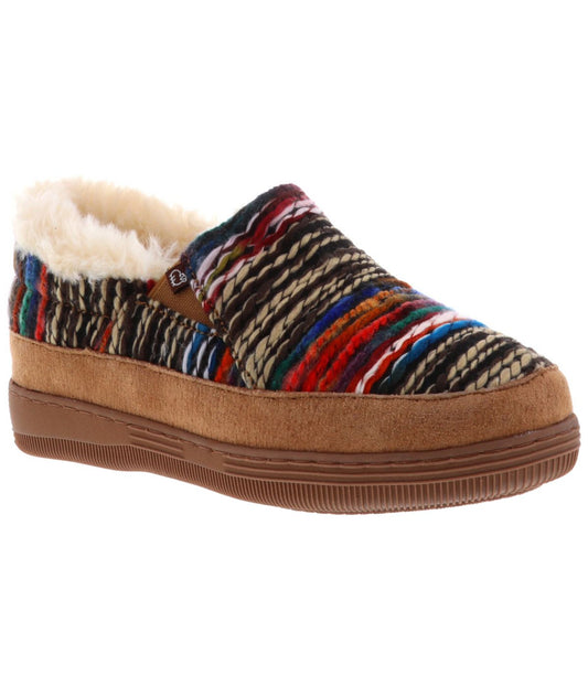 Ladies Bootie slipper with Western style yarn upper Chestnut