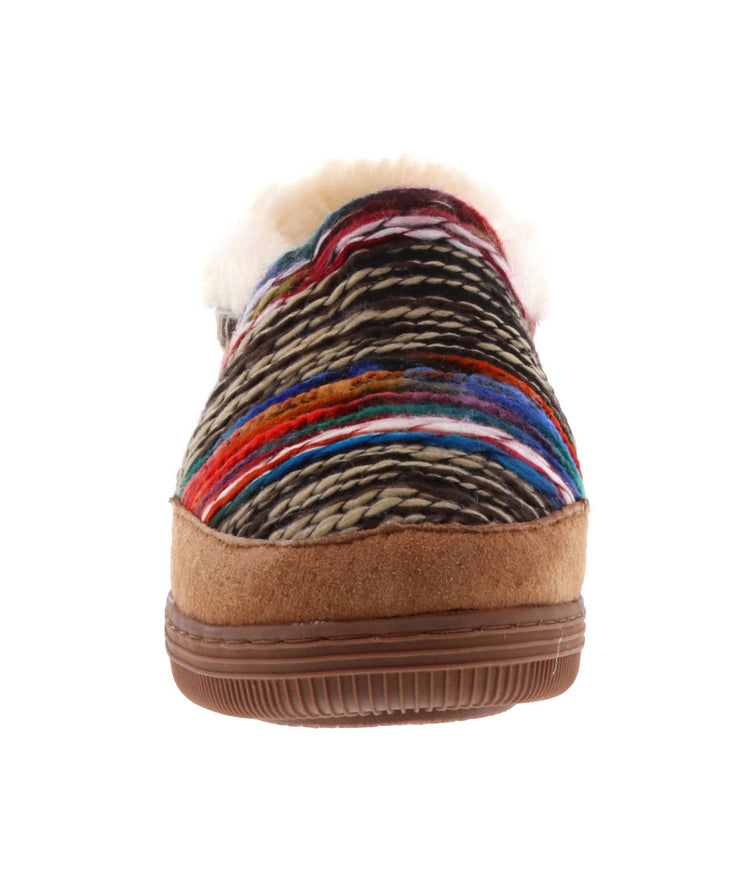 Ladies Bootie slipper with Western style yarn upper Chestnut