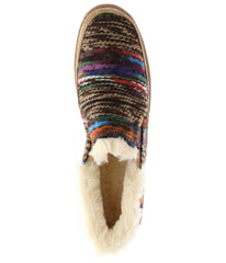 Ladies Bootie slipper with Western style yarn upper Chestnut