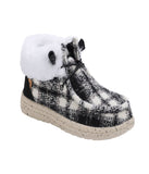 Ladies bootie with Textile, Suede or PU uppers BLACK PLAID