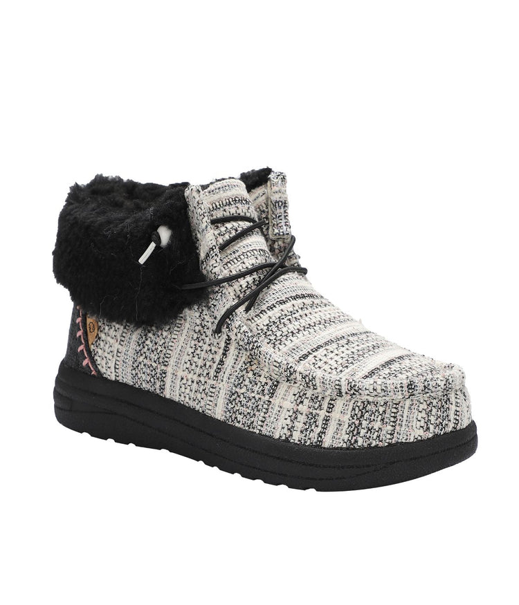 Ladies bootie with Textile, Suede or PU uppers BLACK/MULTI