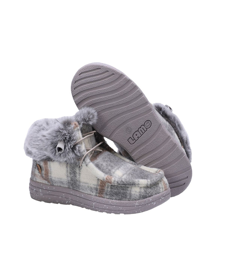 Ladies bootie with Textile, Suede or PU uppers GREY PLAID