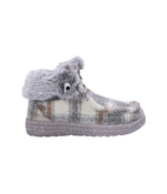 Ladies bootie with Textile, Suede or PU uppers GREY PLAID