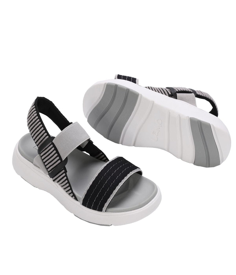 Ladies elastic upper sandal with Lamo-LITE EVA outsoles Charcoal/Black