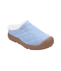 Ladies Quilted nylon slipper with fur lining SKY BLUE