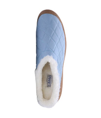 Ladies Quilted nylon slipper with fur lining SKY BLUE