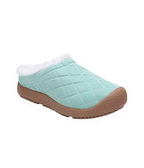 Ladies Quilted nylon slipper with fur lining SAGE