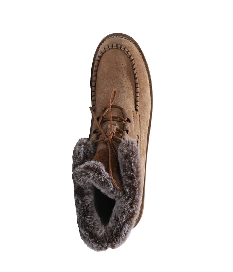 Ladies lace-up boot with fur lining Chestnut